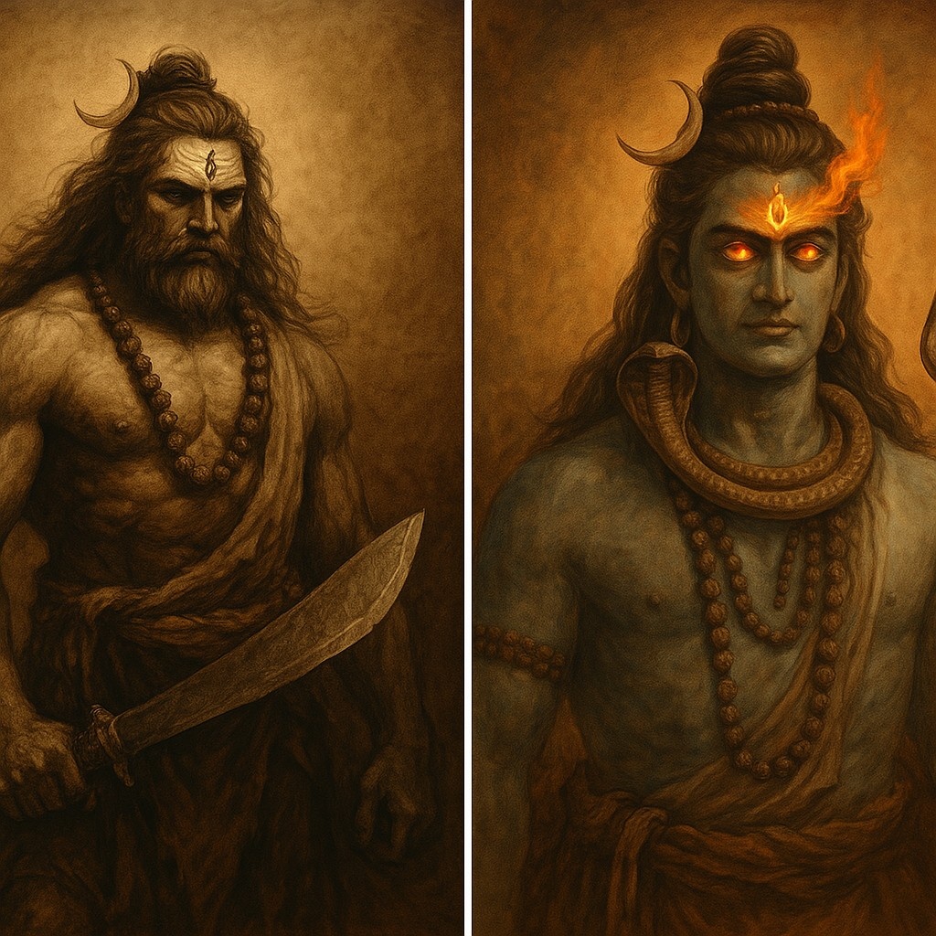 शिव के दो प्रचंड रूप – एक रौद्र सेनापति, दूसरा त्रिनेत्रधारी ज्ञानस्वरूप! भीम रुद्र और विरुपाक्ष की गाथा जानिए यहाँ ।